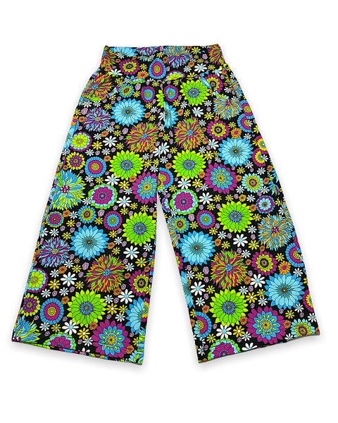 Size Large Ladies Pants Turquoise Blooms