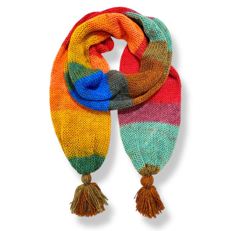 Handmade Scarf - Autumn Rainbow Long Length Scarf