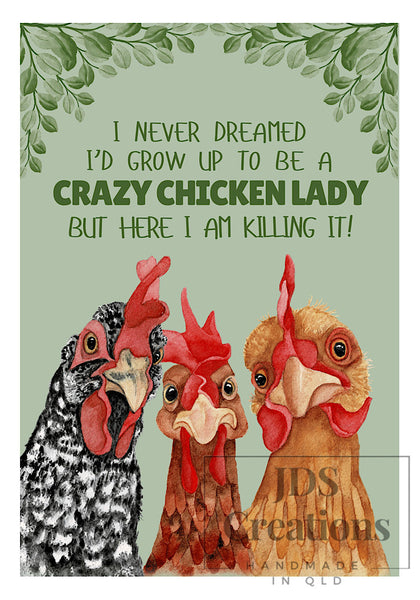 Crazy Chicken Lady Teatowel