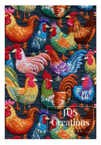 Embroided Chickens Teatowel