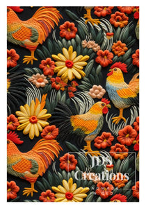 Autumn Time Chickens Teatowel