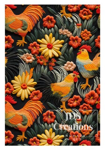 Autumn Time Chickens Teatowel