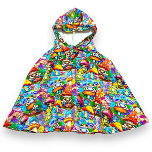 Size Med (3-6y) Winter Poncho - Mushroom Frogs