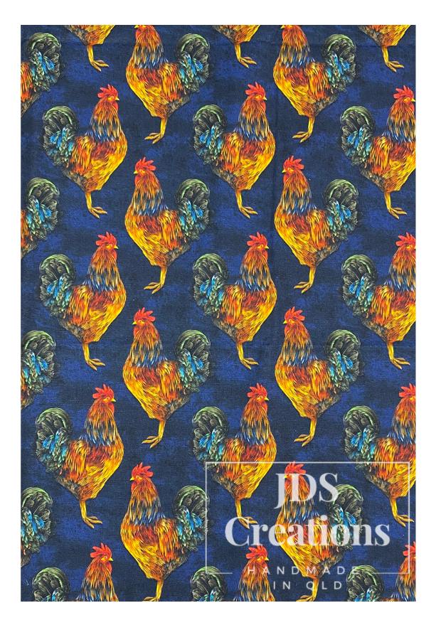 Navy Roosters Teatowel