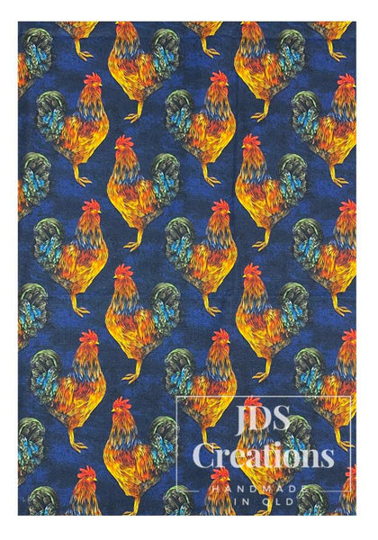 Navy Roosters Teatowel
