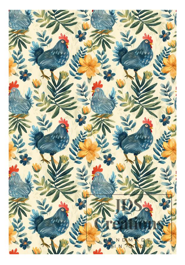 Cottage Chickens Teatowel