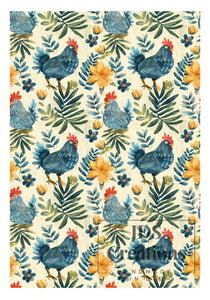 Cottage Chickens Teatowel