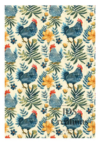 Cottage Chickens Teatowel