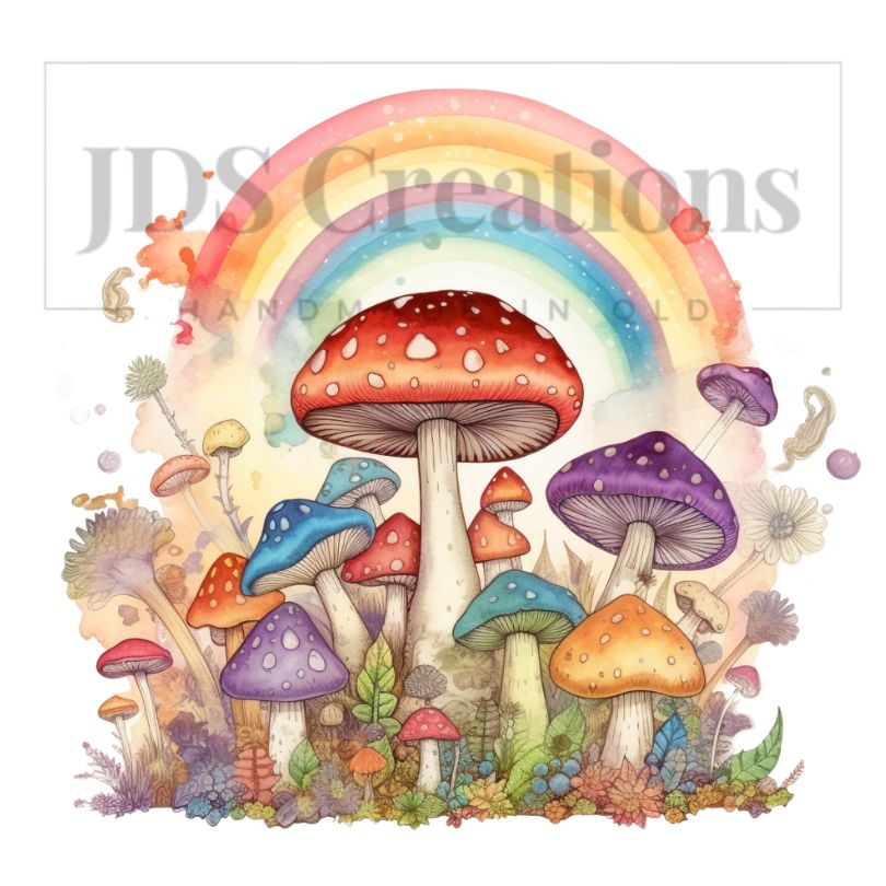 DTF Transfer - Rainbow Mushrooms