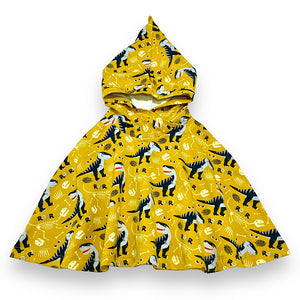 Size Small (12m-3y) Winter Poncho - Mustard Dinos