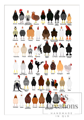 Chickens Of The World Teatowel