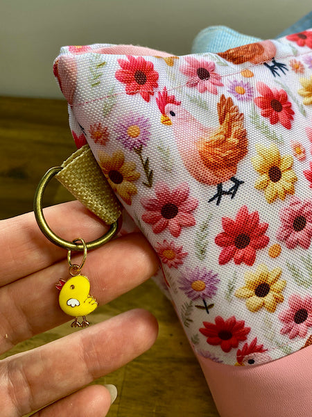 Embroidered Flowers & Chickens Handbag