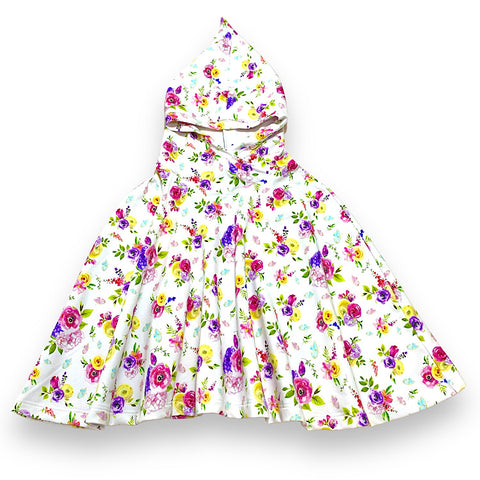 Size Large (6-9y) Winter Poncho - Pretty Flowers