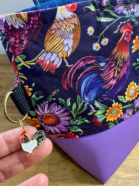 Purple Flower Chickens Handbag