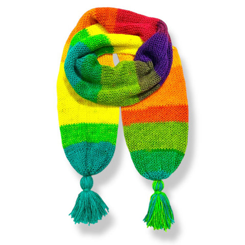 Handmade Scarf - Bright Rainbow Long Length Scarf