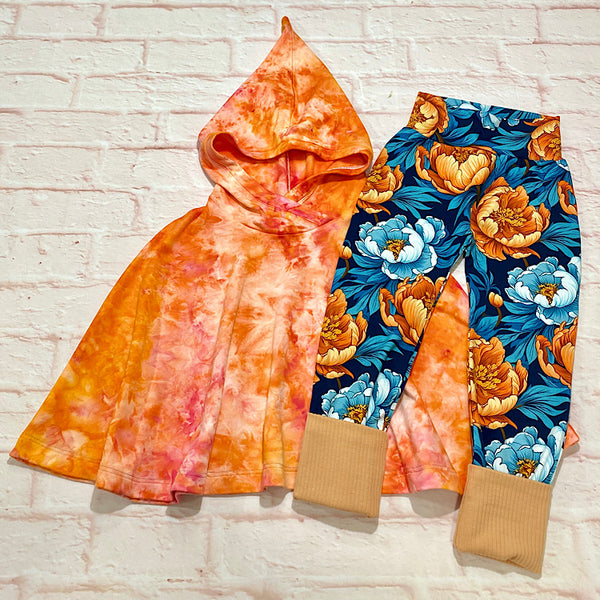 Size Med (3-6y) Winter Poncho - ICE-DYED Tangerine