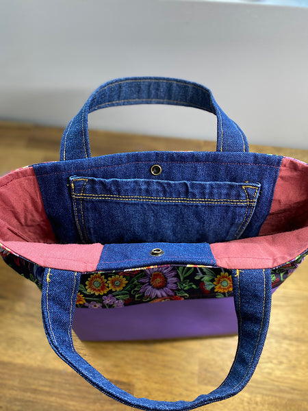 Purple Flower Chickens Handbag