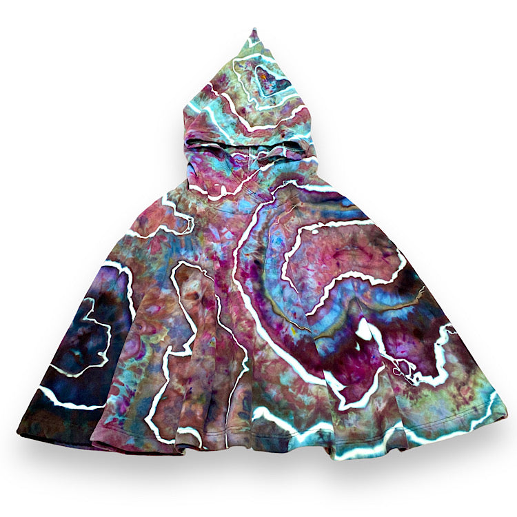 Size Large (6-9y) Winter Poncho - ICE-DYED Geode