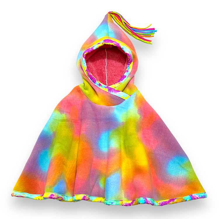 Size Med (3-6y) Winter Poncho - Rainbow Unicorn