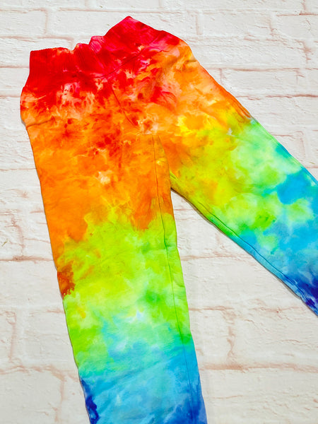 Size Large (6-9y) GWM Joggers - ICE-DYED Rainbow (French Terry)