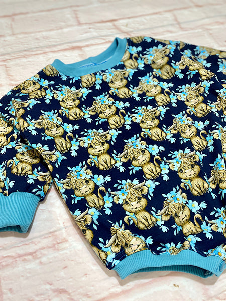 Size 12-18m Sweater Romper - Floral Cows