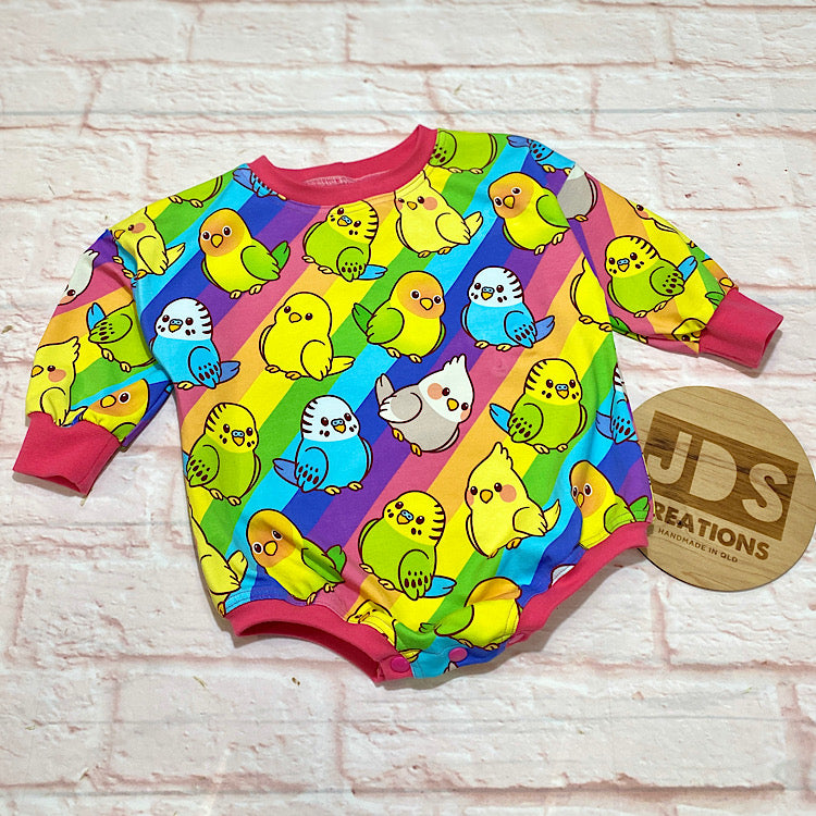 Size 18-24m Sweater Romper - Rainbow Budgies