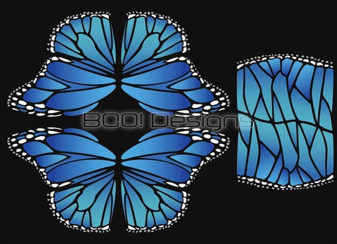 CUSTOM MADE Spandex full circle skater dress - Blue butterfly