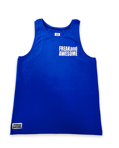 Mens Singlet Blue & White