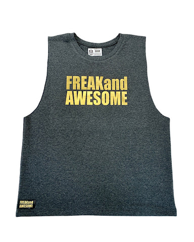 Mens Muscle Tank Dark Grey & Gold (French Terry)