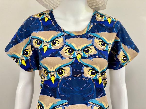 Size Large Ladies Lounge Dress Blue Owls