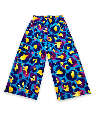 Size Medium Ladies Pants Blue Leopard Print