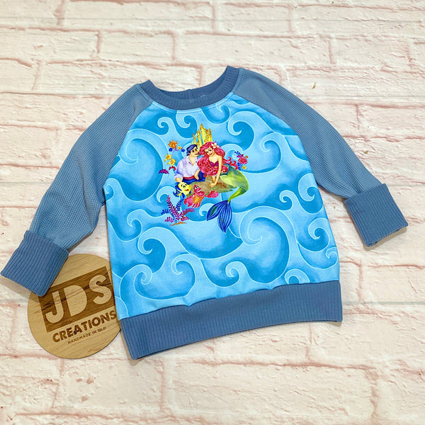 Size Medium (3-6y) Roomy Raglan - Mermaid