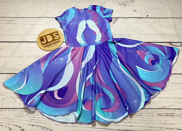 CUSTOM MADE Spandex full circle skater dress - Pastel Purple Unicorn