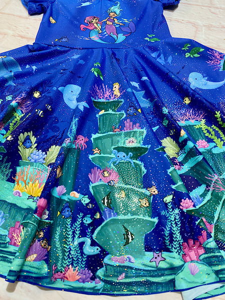 CUSTOM MADE Spandex full circle skater dress - Mermaids