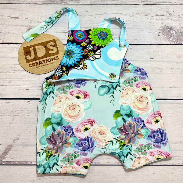 SIZE 2 REVERSIBLE Overalls - Frozen Floral