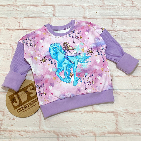 Size Small (12m-3y) Slouchy Lounge - Frozen Horse Pink