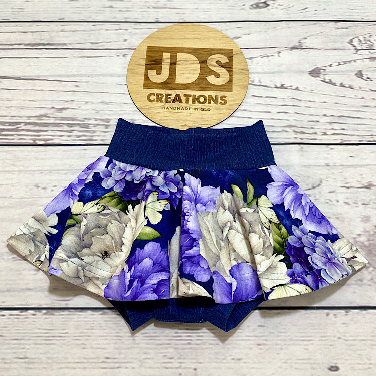 Size 9-12m Skirted Bummies - Blue Hydranger